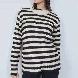 H&M maternity black and white striped sweater, size xs